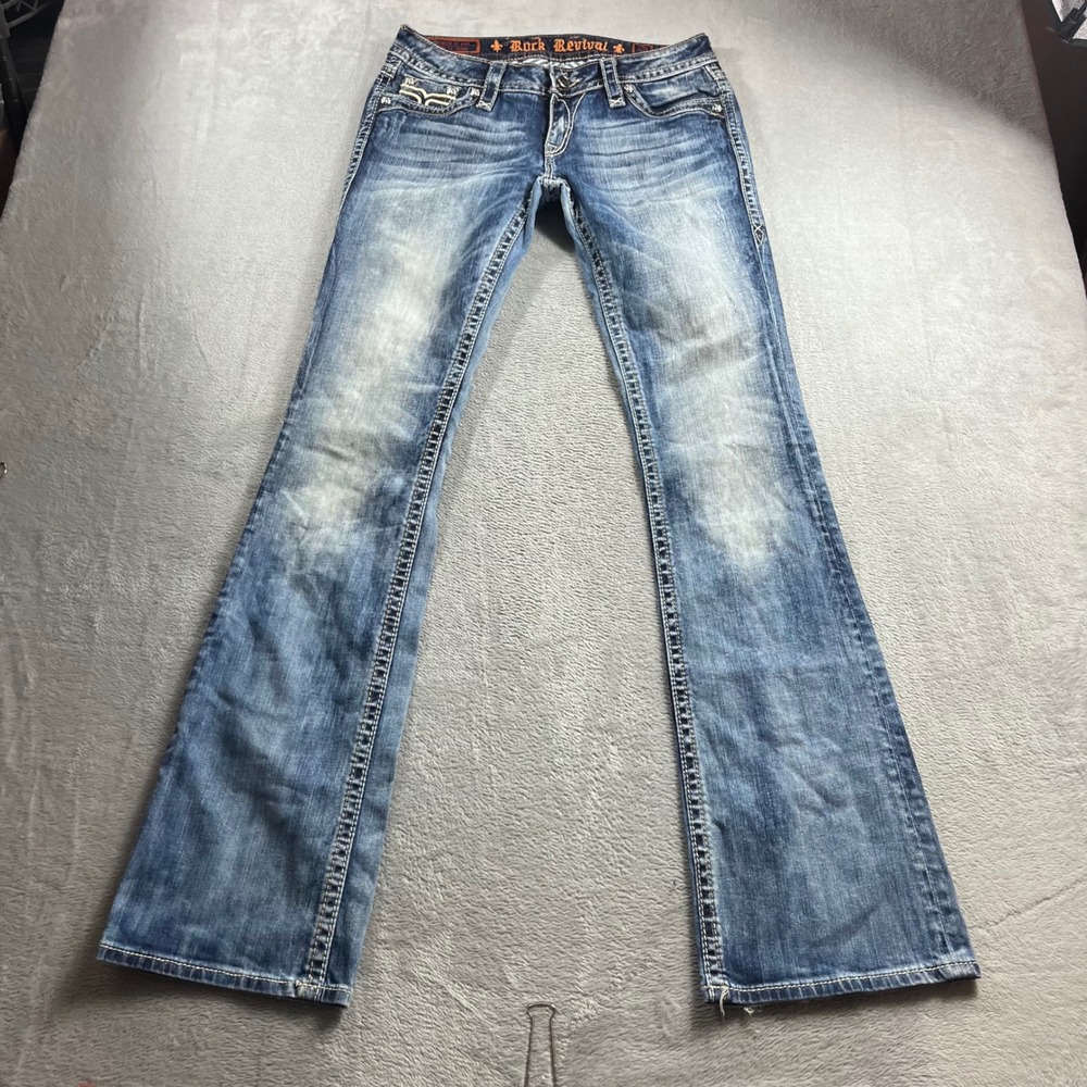 Rock Revival Penny Bootcut Jeans Women 29 Medium Wash Embroidered Y2K Denim